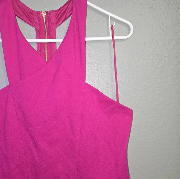 Express Bodycon Cocktail Fuchsia Pink Midi Dress Size 12 - Picture 4 of 12